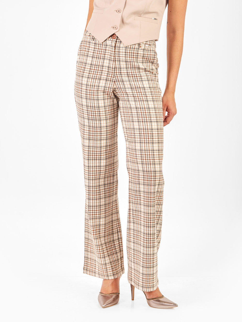 Pantalón sastre recto con pieza lateral decorativa