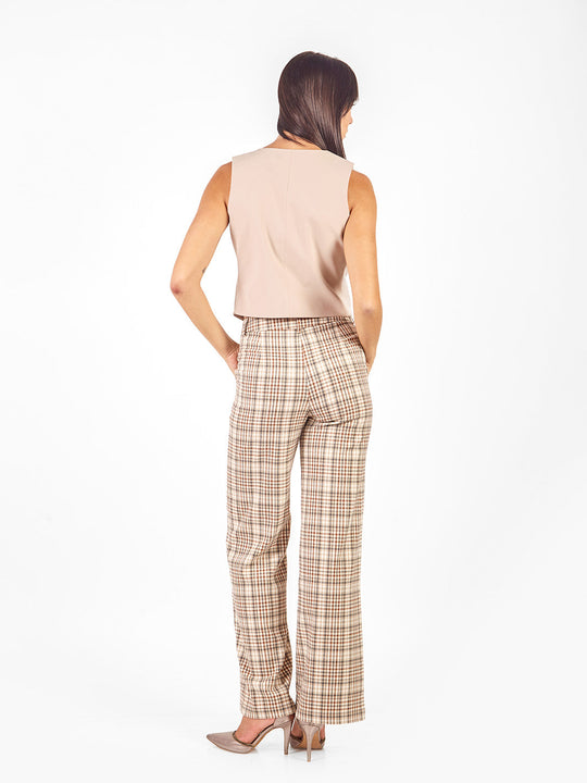 Pantalón sastre recto con pieza lateral decorativa