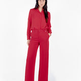 Pantalón sastre recto con bolsillos Rojo