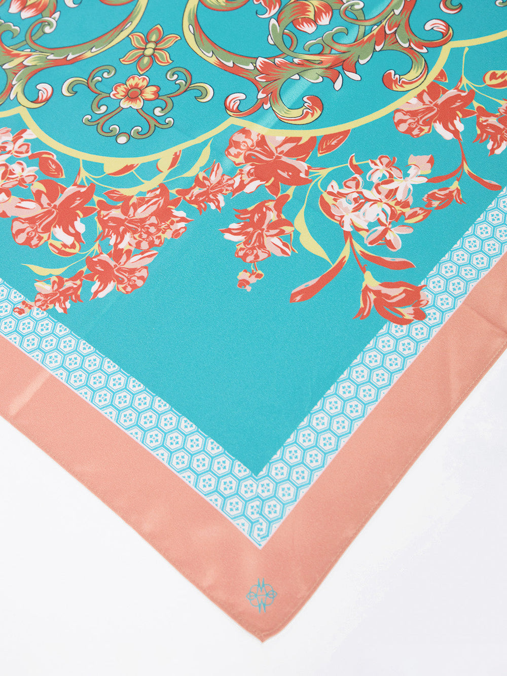 Pañuelo floral turquesa
