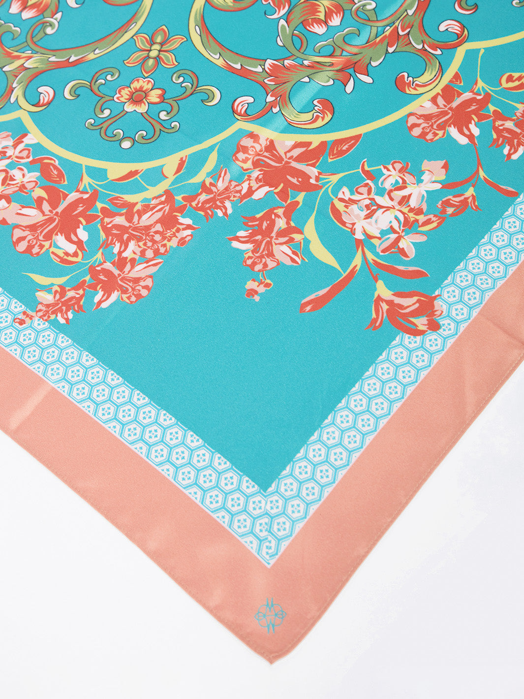 Pañuelo floral turquesa
