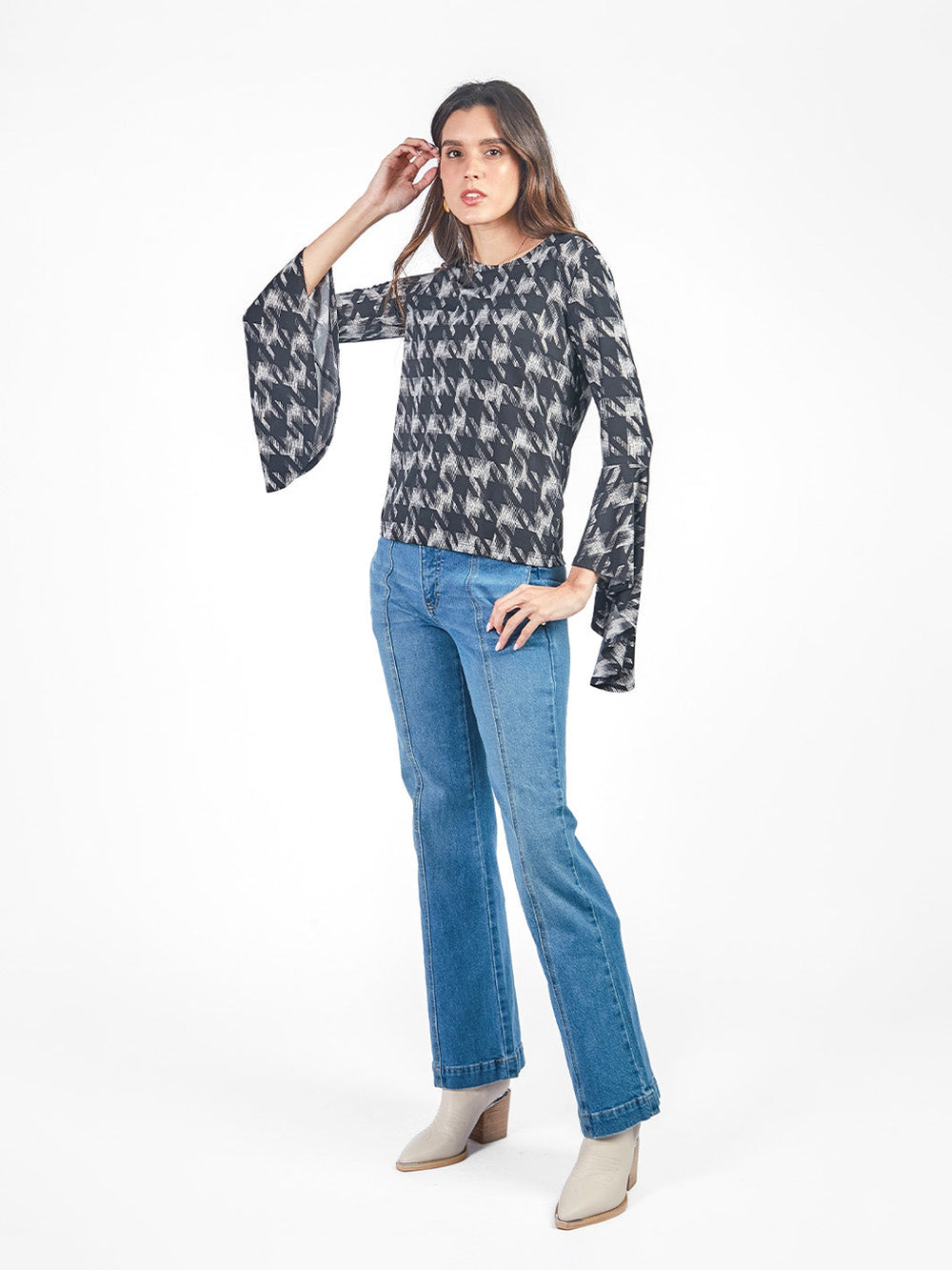 Polo manga campana estampado Gris