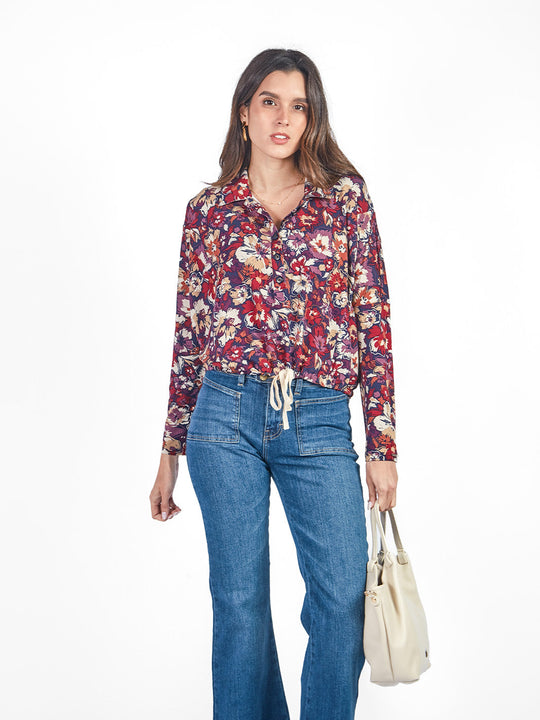 Polo manga rangla con cuello Johnny floral