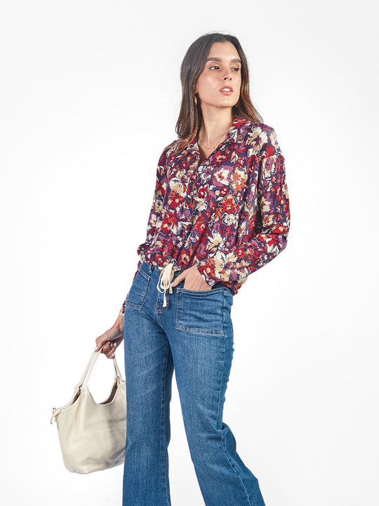 Polo manga rangla con cuello Johnny floral
