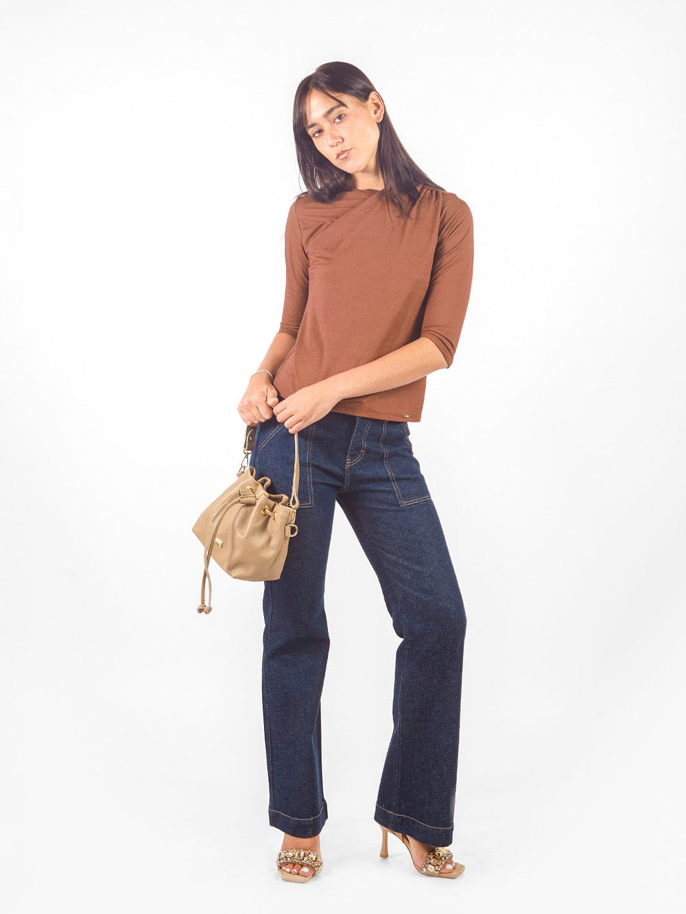 Polo pliegues manga 3/4