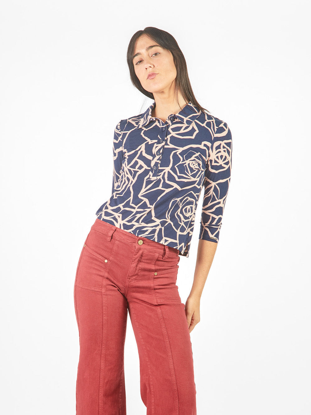 Polo manga 3/4 con cuello Johnny