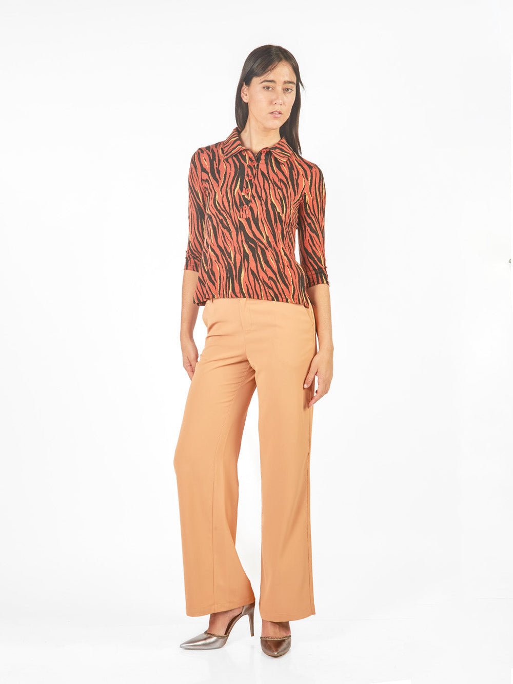 Polo manga 3/4 con cuello Johnny Naranja