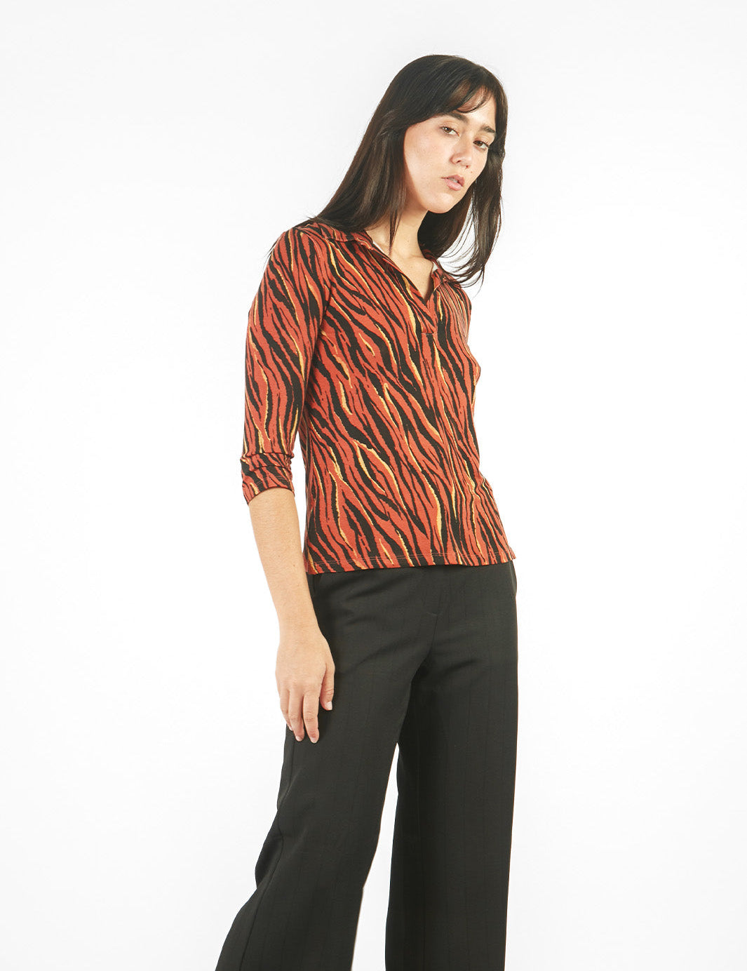 Polo manga 3/4 con cuello Johnny Naranja