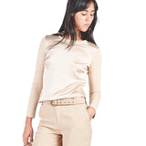 Polo manga larga de escote redondo Beige