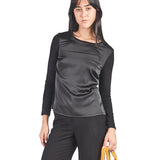 Polo manga larga de escote redondo Negro