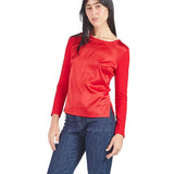 Polo manga larga de escote redondo Rojo