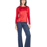 Polo manga larga de escote redondo Rojo
