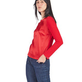 Polo manga larga de escote redondo Rojo