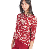 Polo con abertura en espalda estampado floral Magenta