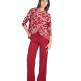 Polo con abertura en espalda estampado floral Magenta