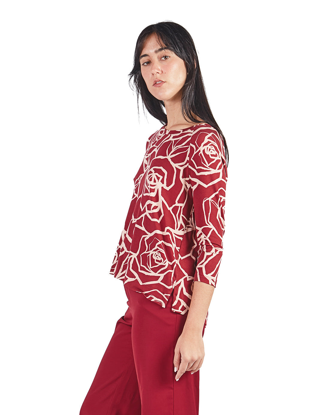 Polo con abertura en espalda estampado floral Magenta