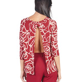 Polo con abertura en espalda estampado floral Magenta