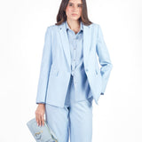 Saco bolsillo ojal con solapa Celeste