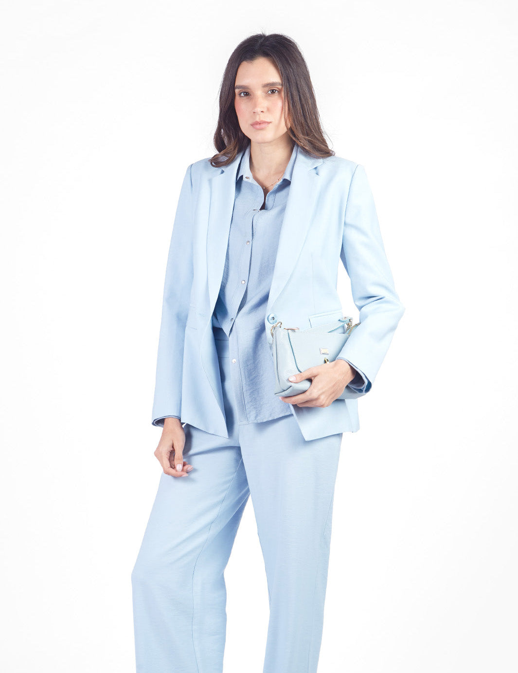 Saco bolsillo ojal con solapa Celeste
