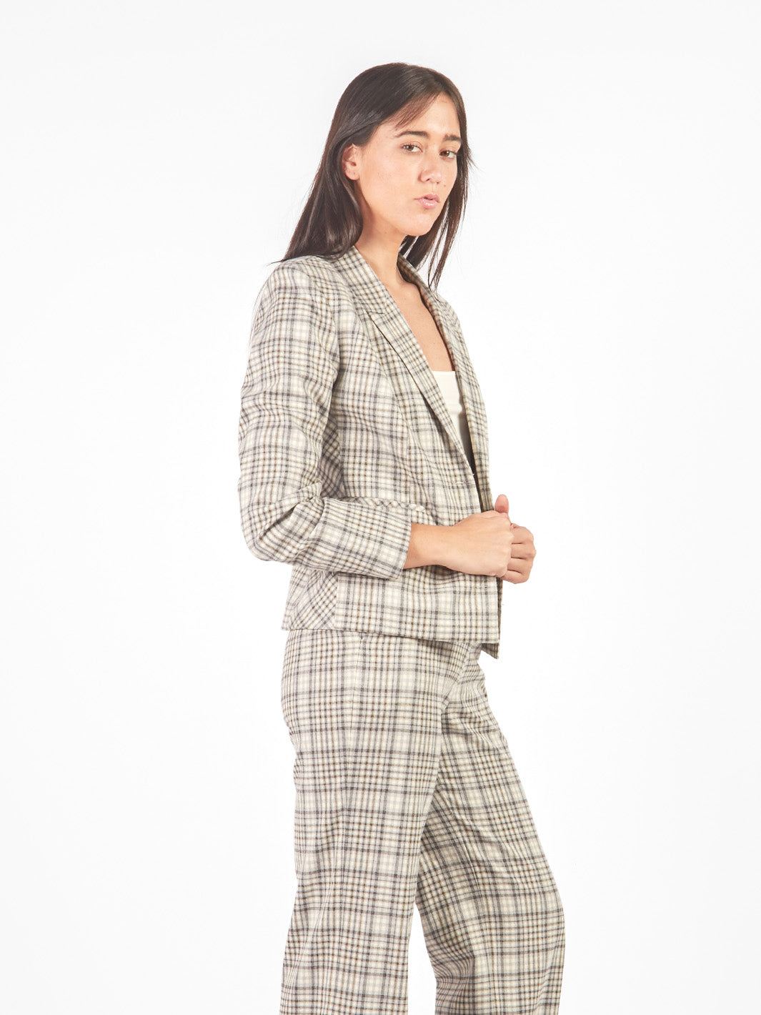 Saco con solapa de cuadros