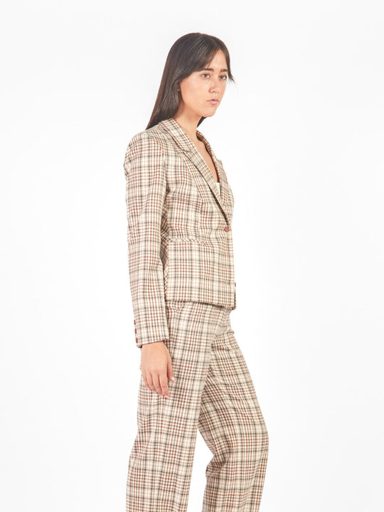 Saco con solapa de cuadros