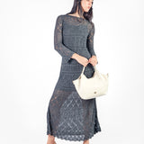 Vestido largo tejido manga larga - early spring Charcoal
