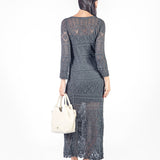 Vestido largo tejido manga larga - early spring Charcoal