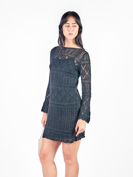 Vestido mini manga larga tejido- Early Spring