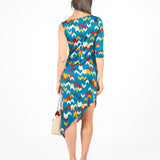 Vestido asimétrico caída de agua Cobalto