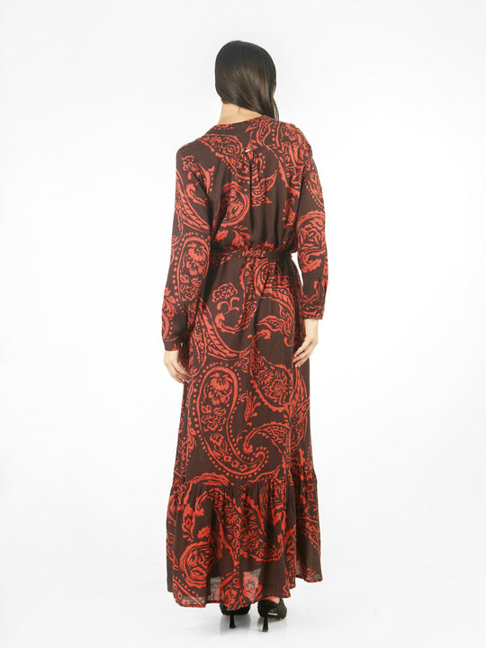 Vestido maxi camisero estampado floral lazo cinturón
