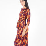 Vestido largo manga 3/4 con lazo Morado