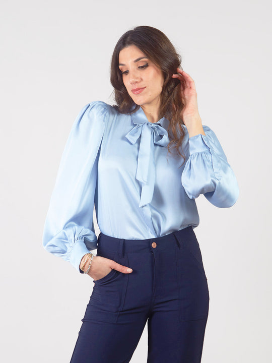 Blusa Manga Larga Cuello con Corbata Elena