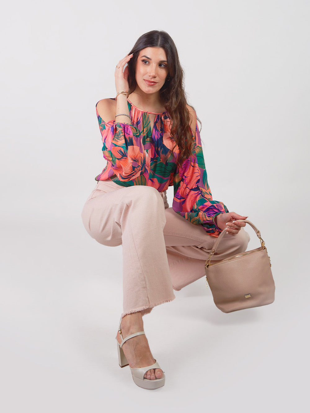 Blusa Manga Larga con Estampado Floral Raquel