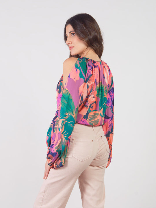 Blusa Manga Larga con Estampado Floral Raquel