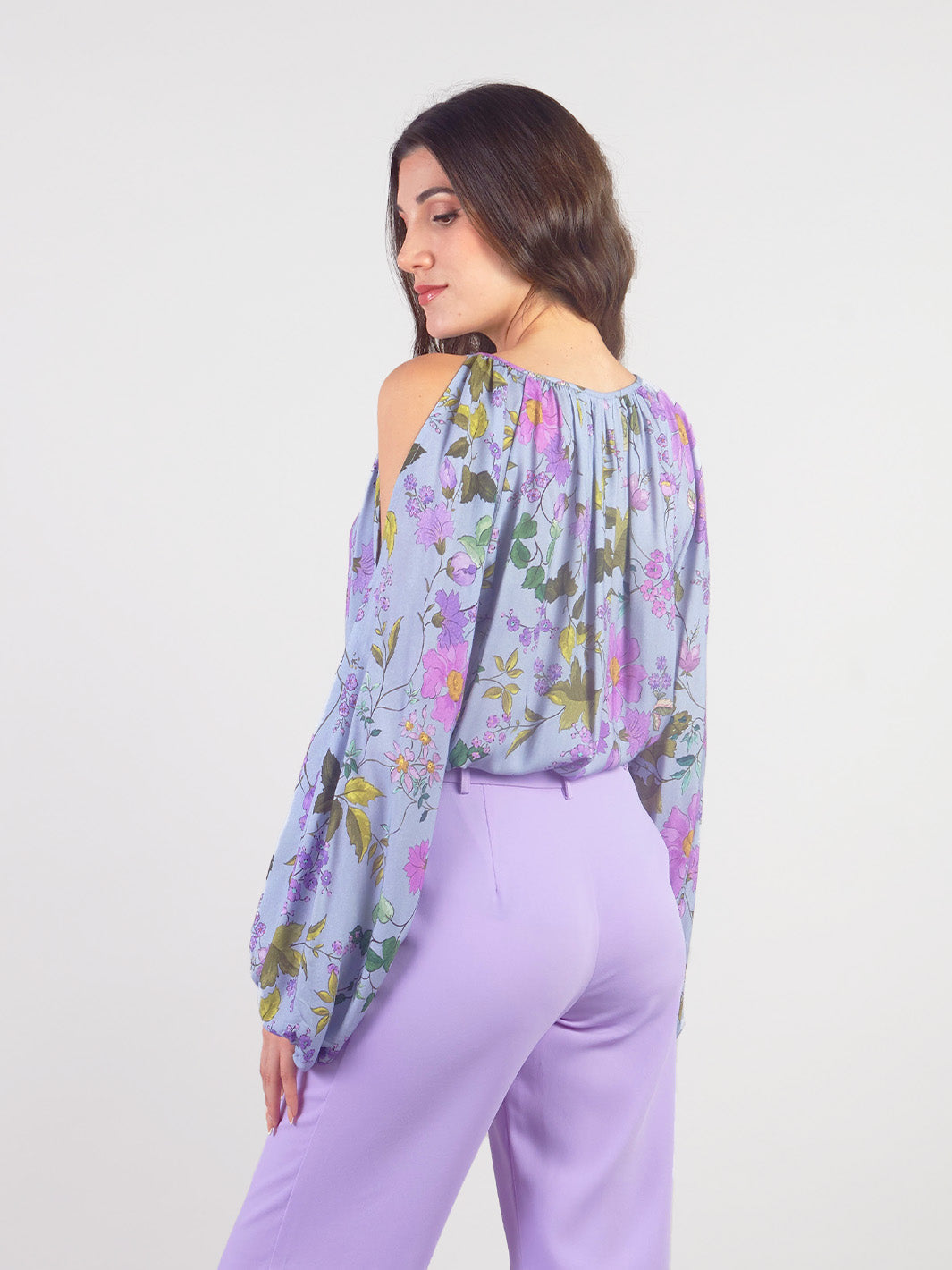 Blusa Manga Larga con Estampado Floral Paolina