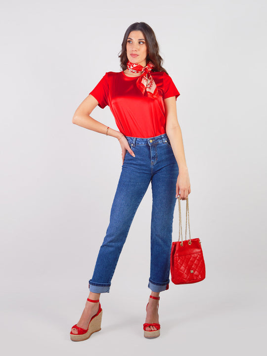 FIONA - SILKY SHORT SLEEVE BLOUSE