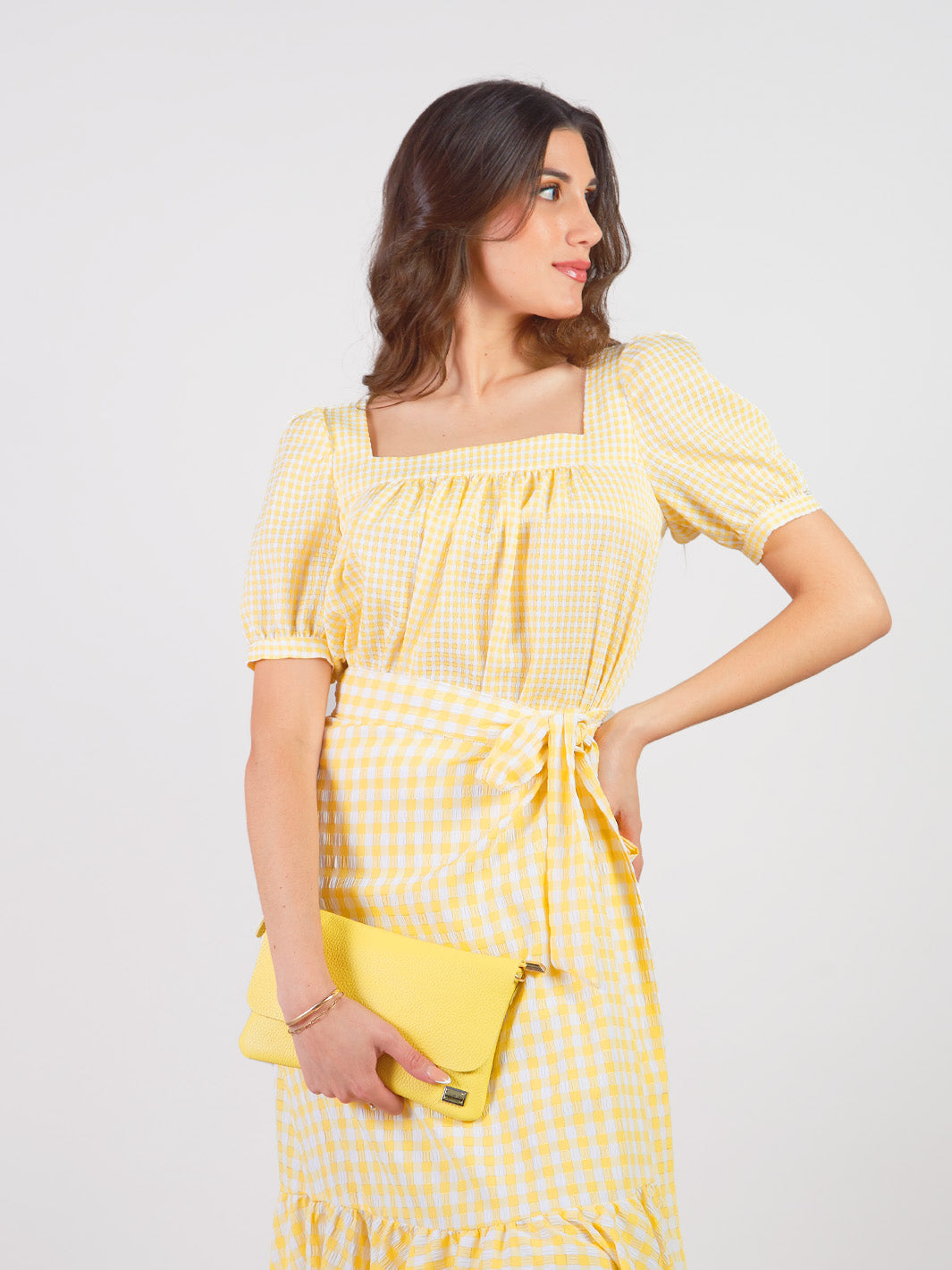 VERONA - SHORT SLEEVE BLOUSE WITH SQUARE NECKLINE