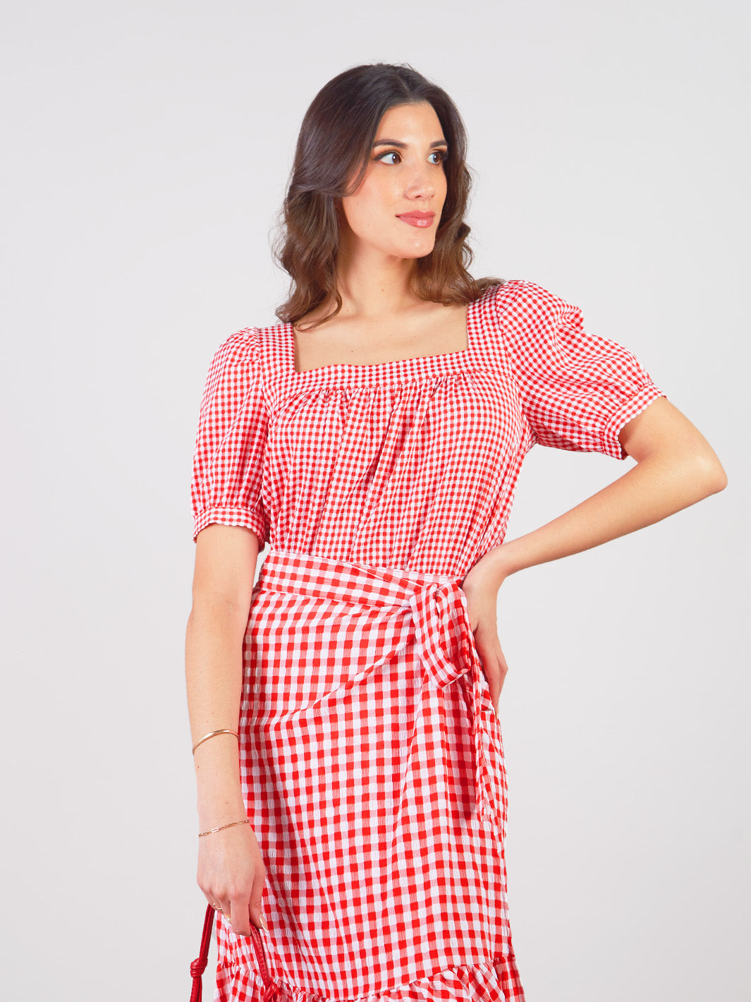 VERONA - SHORT SLEEVE BLOUSE WITH SQUARE NECKLINE