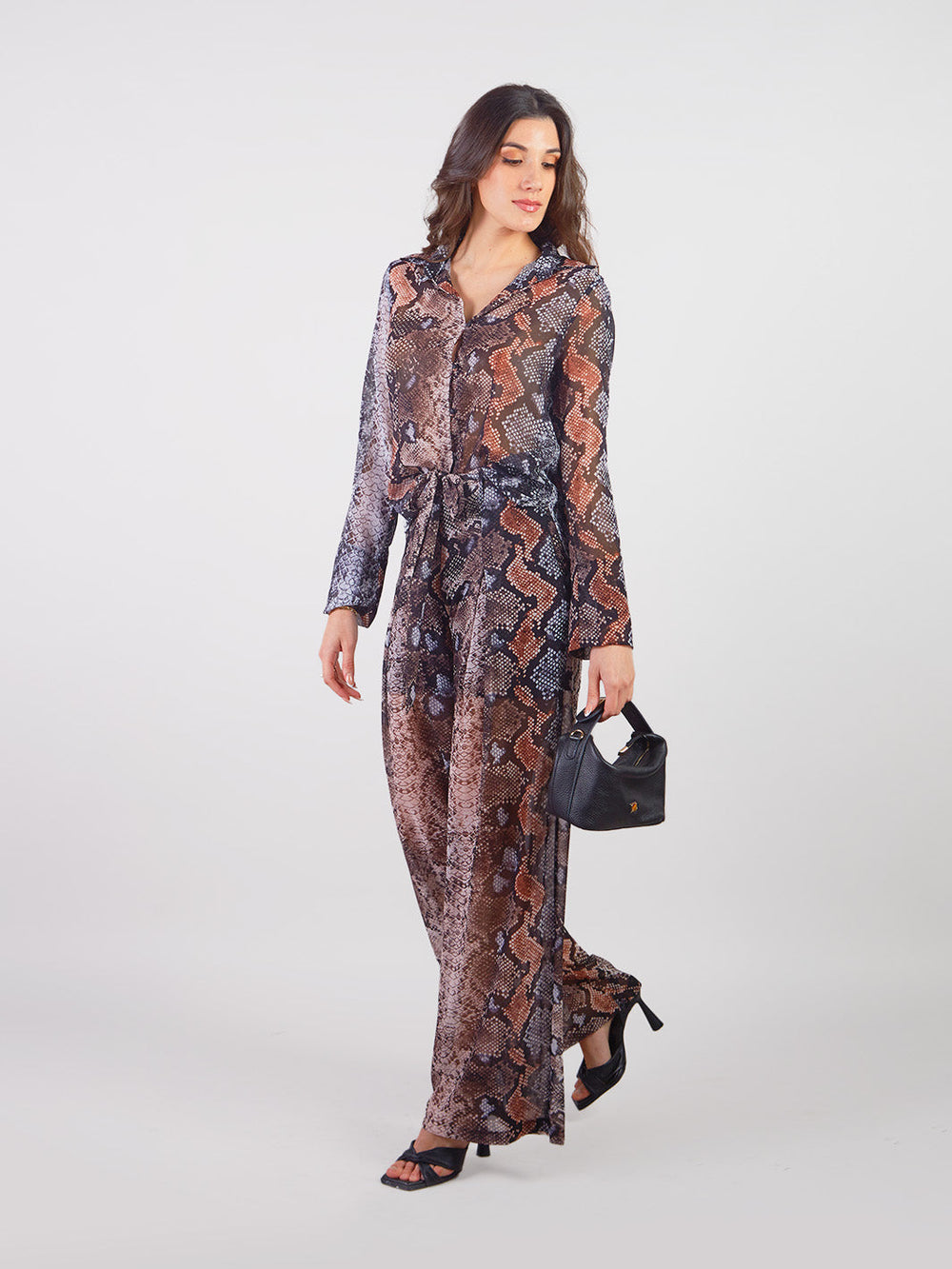 ROSINA - SNAKE PRINT LONG SLEEVE BLOUSE