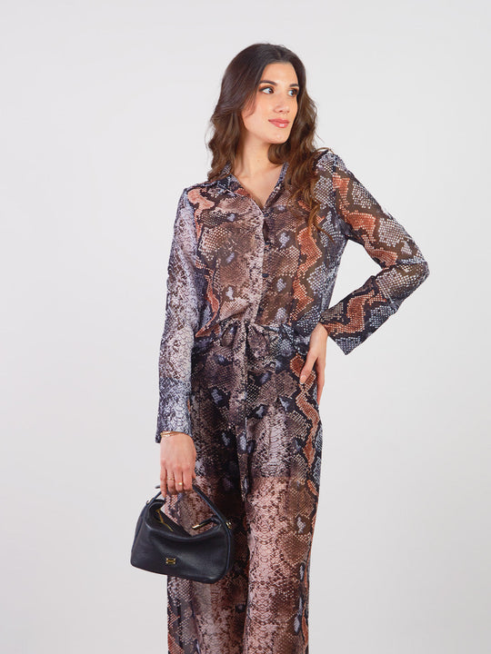 ROSINA - SNAKE PRINT LONG SLEEVE BLOUSE