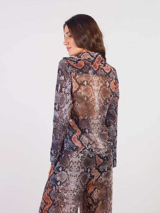 ROSINA - SNAKE PRINT LONG SLEEVE BLOUSE