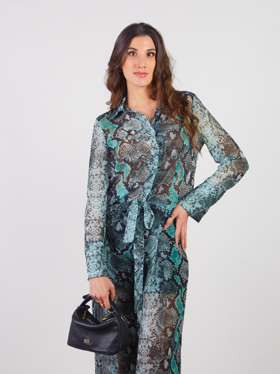 ROSINA - SNAKE PRINT LONG SLEEVE BLOUSE