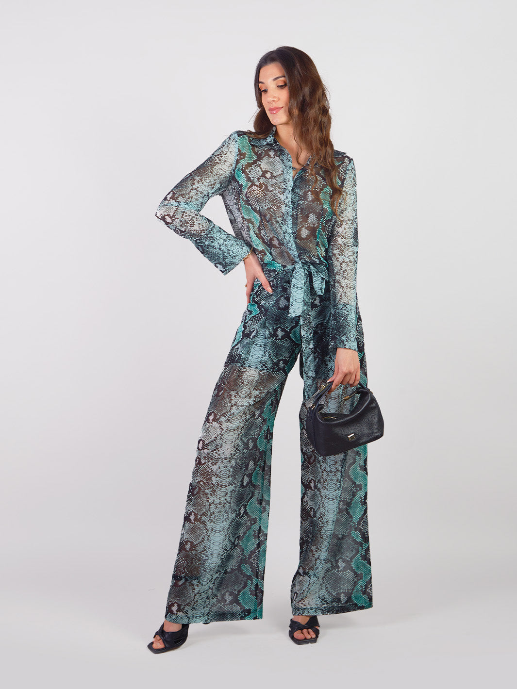 ROSINA - SNAKE PRINT LONG SLEEVE BLOUSE