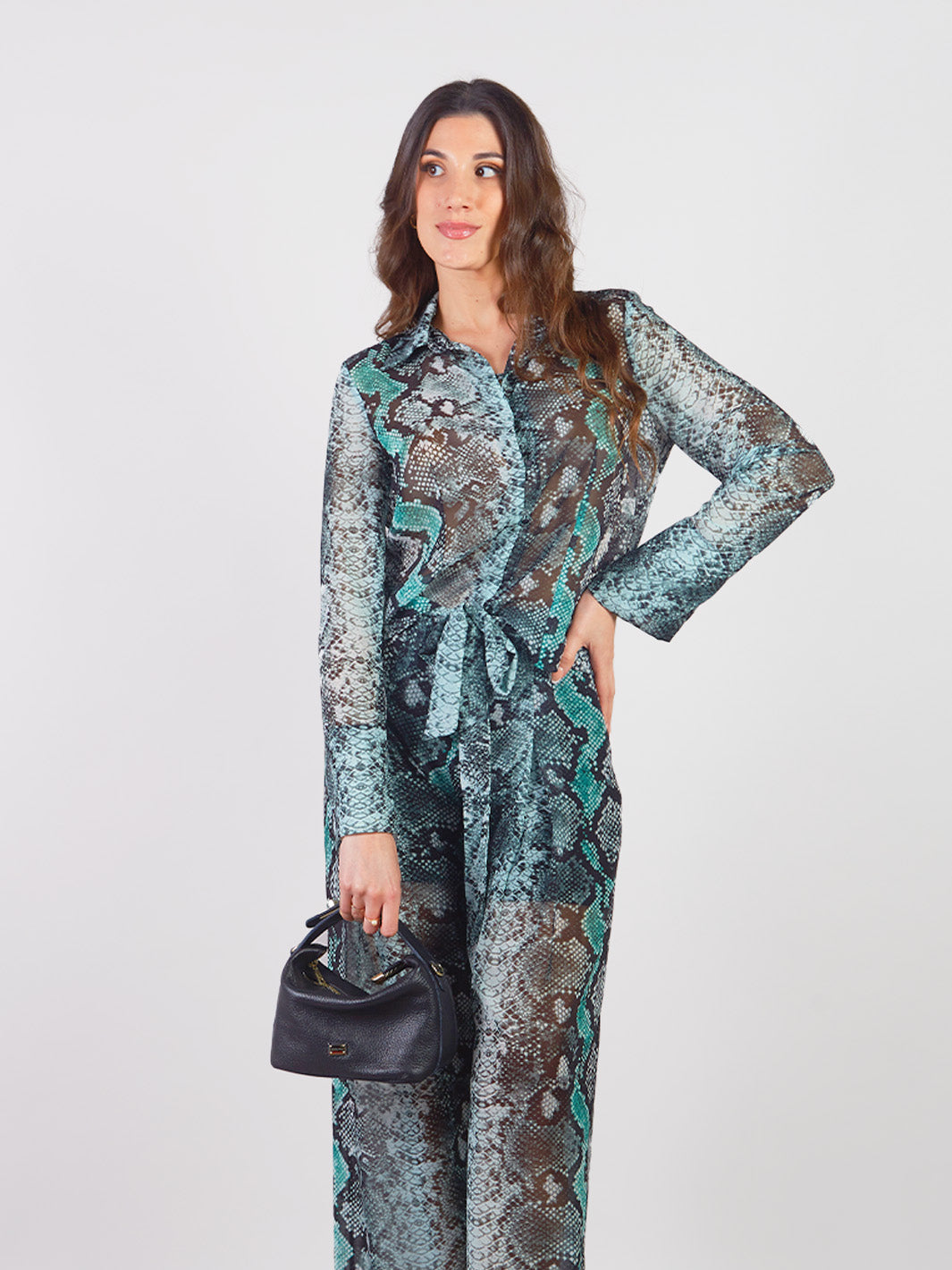 ROSINA - SNAKE PRINT LONG SLEEVE BLOUSE