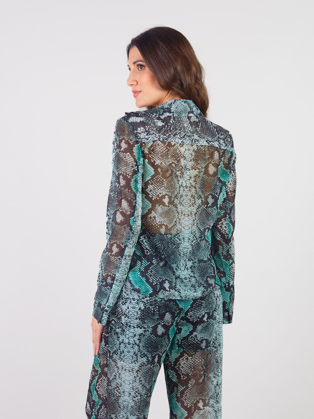 ROSINA - SNAKE PRINT LONG SLEEVE BLOUSE