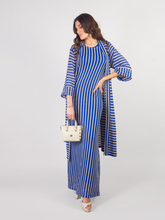 SERENETTA - STRIPED KAFTAN WITH 3/4 SLEEVES