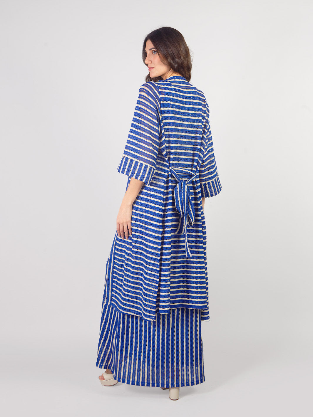 SERENETTA - STRIPED KAFTAN WITH 3/4 SLEEVES