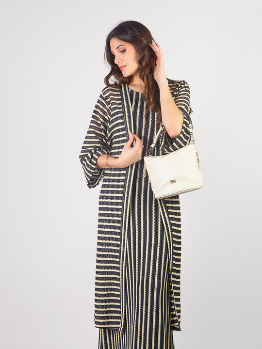 SERENETTA - STRIPED KAFTAN WITH 3/4 SLEEVES