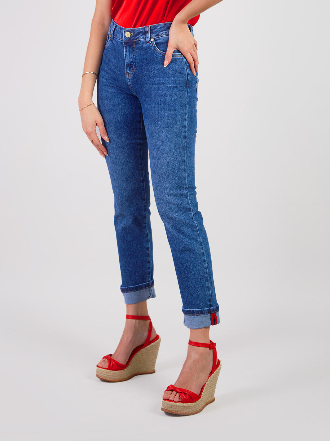 Coral Denim Pants