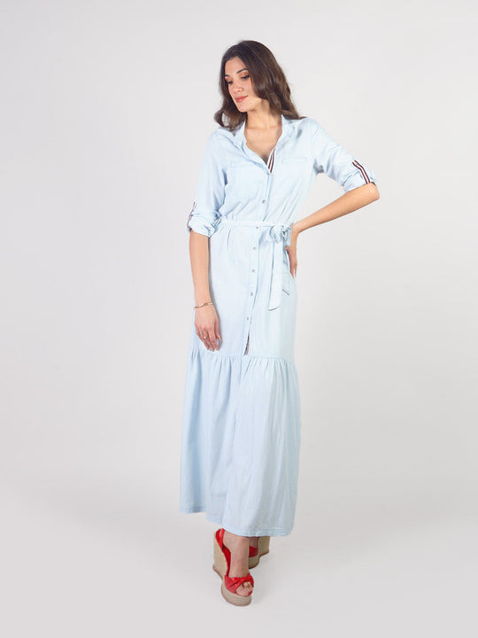 CASSIA - VESTIDO LARGO DEMIN CAMISERO